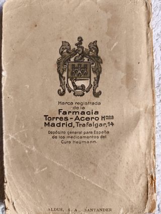 LIBRO ANTIGUO MEDICAMENTOS CURA HEUMANN AÑO 1922