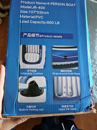 Barca inflable 272 × 135 cm Para 3adultos  y 1 niñ