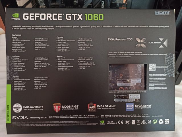 Tarjeta gráfica EVGA Geforce GTX 1060 6GB GDDR5