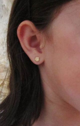 Pendientes niña oro 18k huella perro