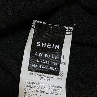 Shein Top T-Shirt Spalle Scoperte Azzurro Nero L
