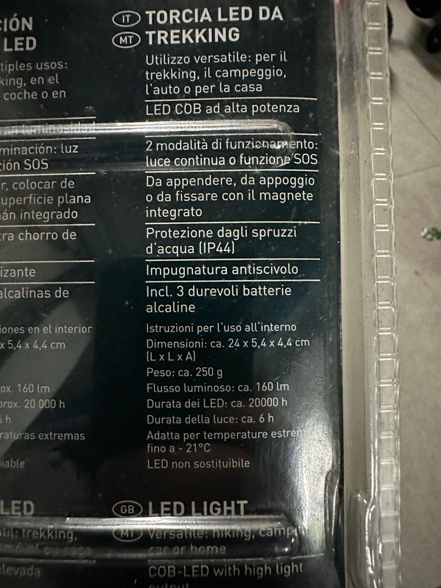 Torcia led di emergenza per auto e campeggio