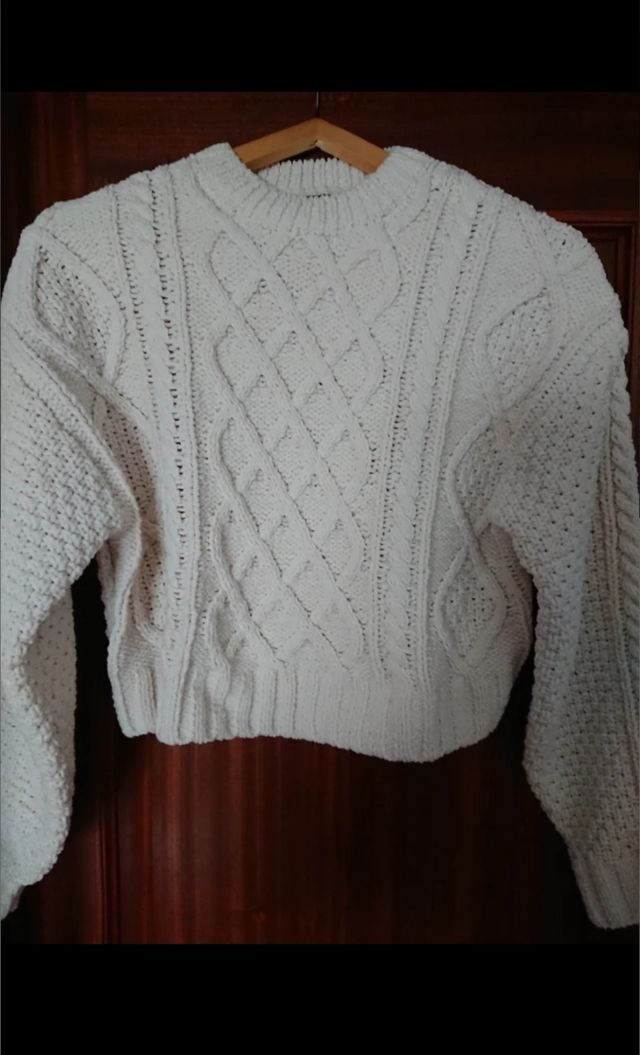 Jersey blanco de punto de zara