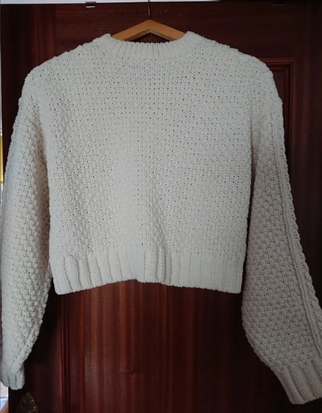 Jersey blanco de punto de zara