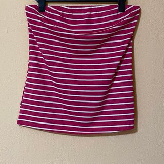 Shein Top A Righe L Spalle Scoperte Fucsia Rosa