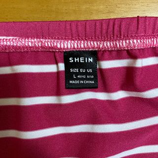 Shein Top A Righe L Spalle Scoperte Fucsia Rosa