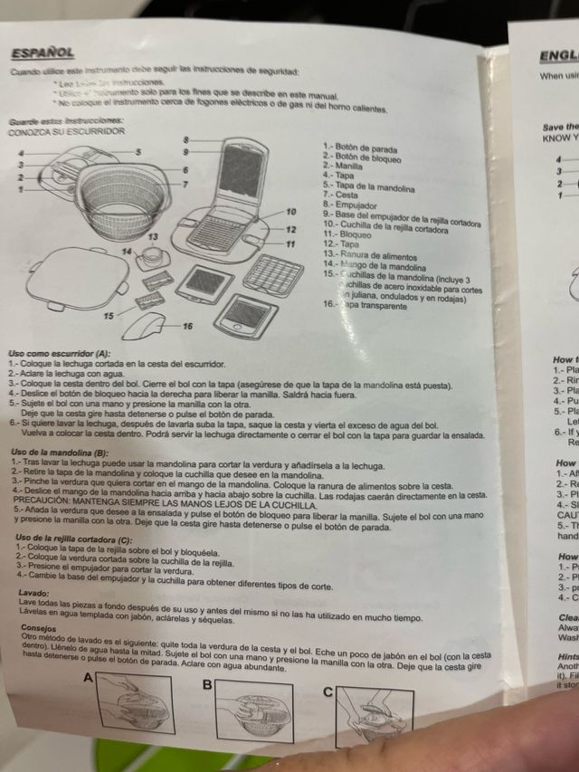 ratlladora/tallafora/centrifugadora de verdures