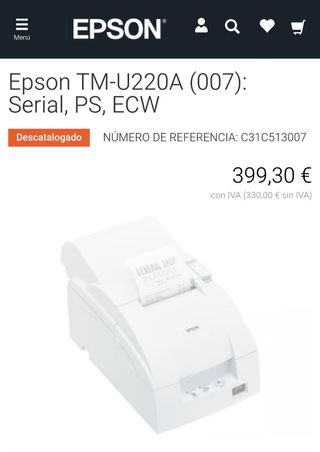 Impresora de tickets Epson TM u 220A