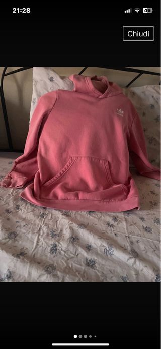 Felpa bambina Adidas con cappuccio rosa