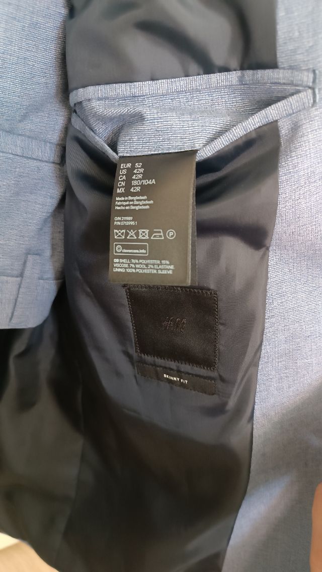 Traje chaqueta hombre azul h&m