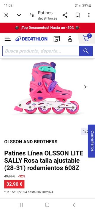 Patines linea  Niña talla 32 a 35