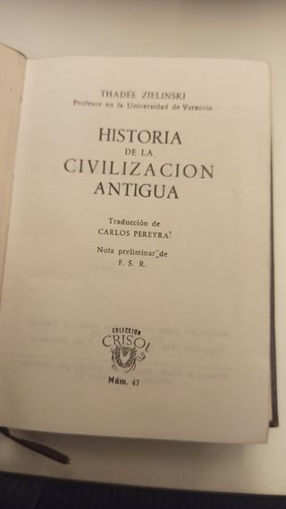 HISTORIA DE LA CIVILIZACIÓN ANTIGUA.