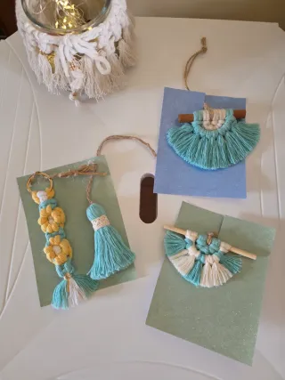 Set 8 Macramè arazzo mini Boho  Portachiavi macram