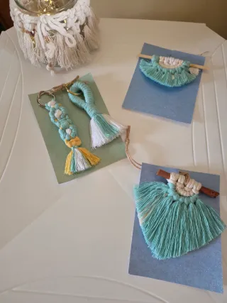 Set 8 Macramè arazzo mini Boho  Portachiavi macram