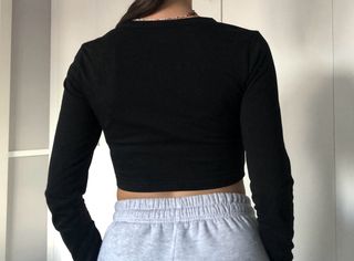 top manga larga negro