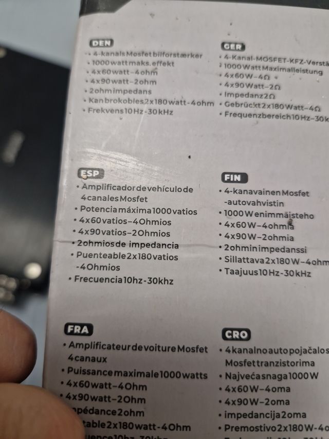 Etapa 4 canales 1000w max