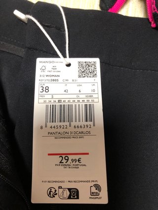 Pantalón negro, Mango