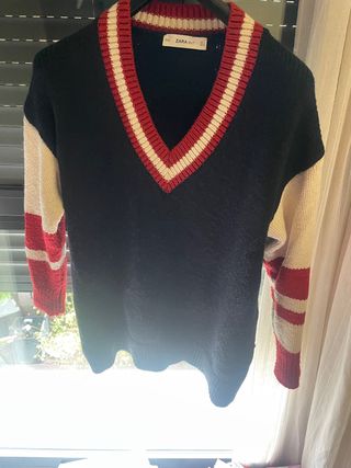 Jersey lana pico azul marino