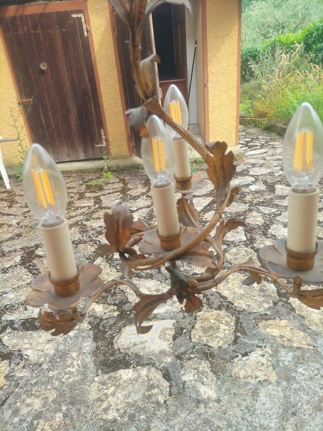 Lampadario vintage ottone oro