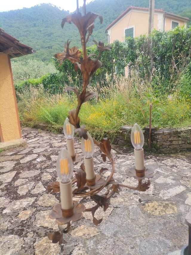 Lampadario vintage ottone oro