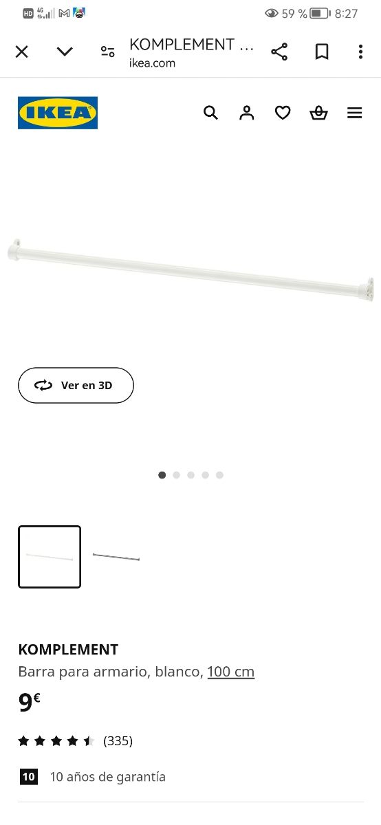 Barra de armario ikea