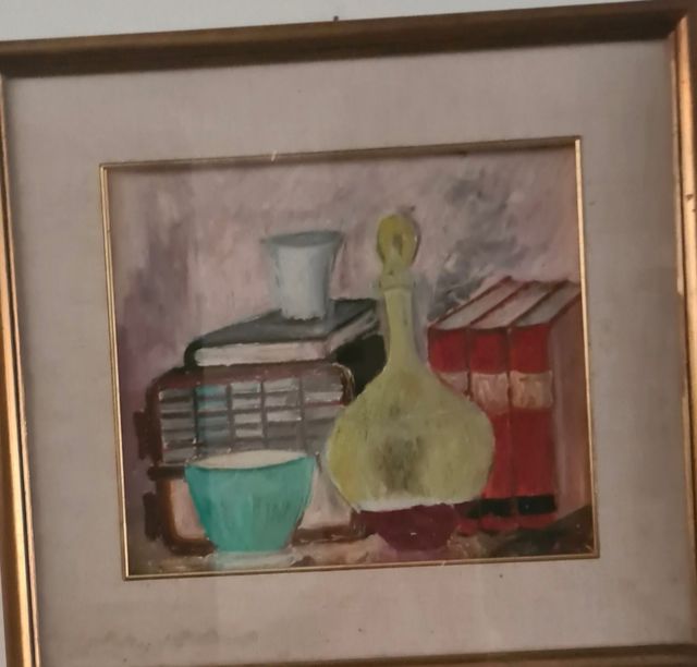Quadro  olio su compensato anni 50