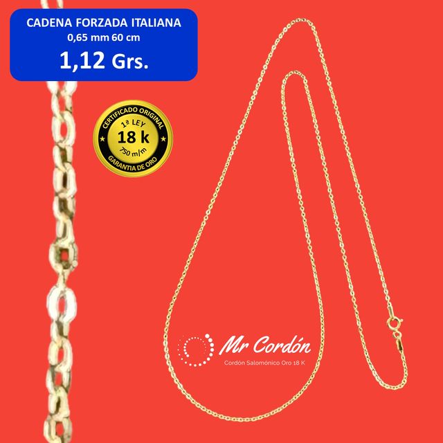 Cadena Mujer Forzada Italiana Oro 18 Kilates