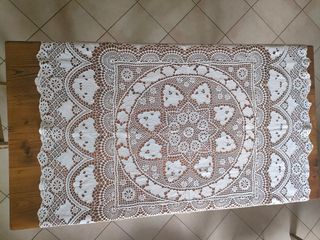 Centro pizzo ricamato uncinetto 125 x 125 cm