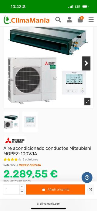 Aire acondicionado por conductos instalado