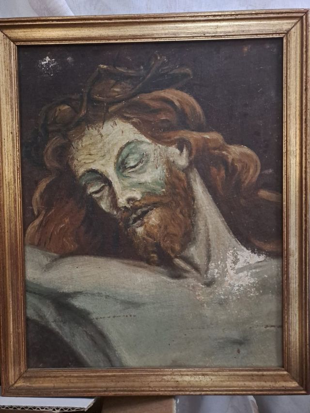Dipinto a olio di Gesù Cristo metà '900