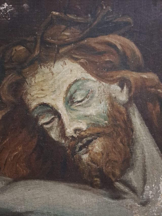 Dipinto a olio di Gesù Cristo metà '900