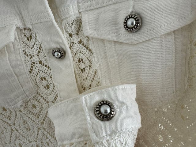 Denim and crochet jacket blanco Florencia XXL