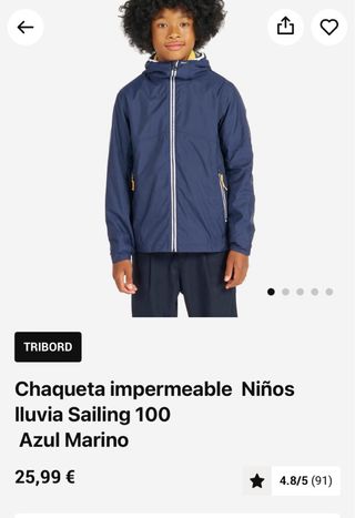 Chaqueta impermeable niños Sailing 100