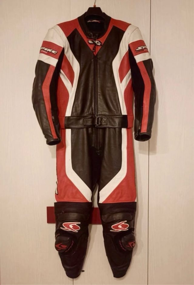 SPYKE Vintage Black & Red Leather Motorcycle suit