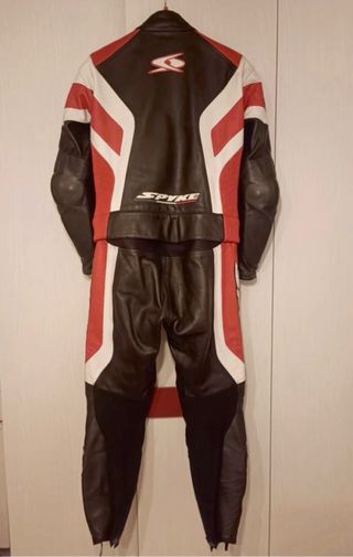 SPYKE Vintage Black & Red Leather Motorcycle suit