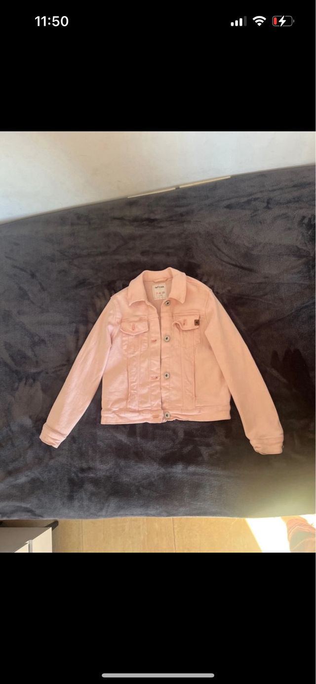 Chaqueta vaquera niña rosa palo