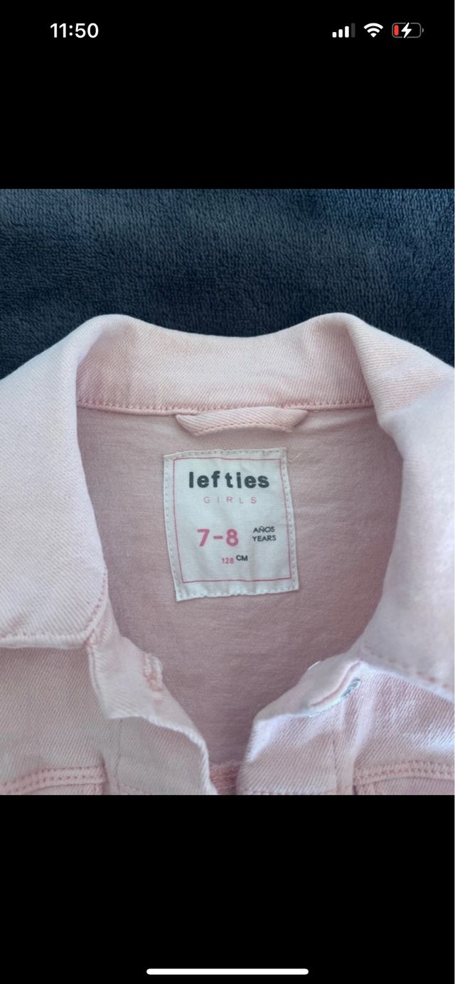 Chaqueta vaquera niña rosa palo