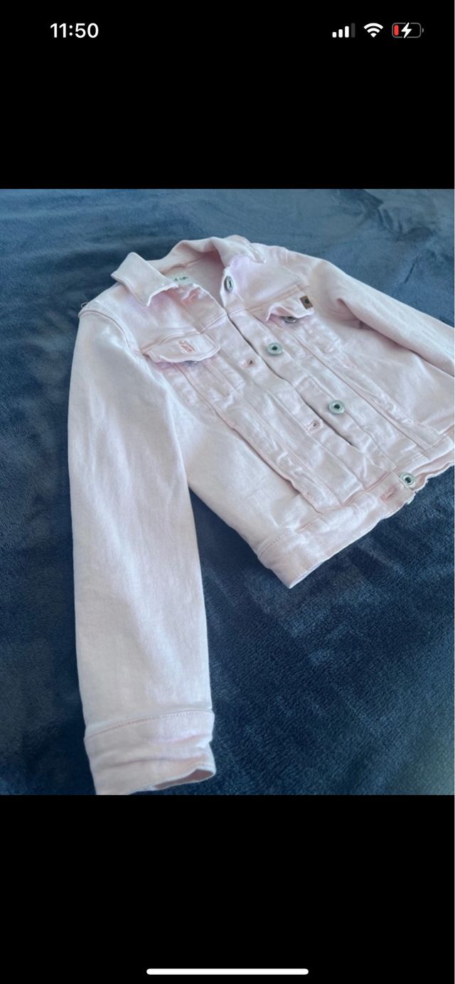 Chaqueta vaquera niña rosa palo