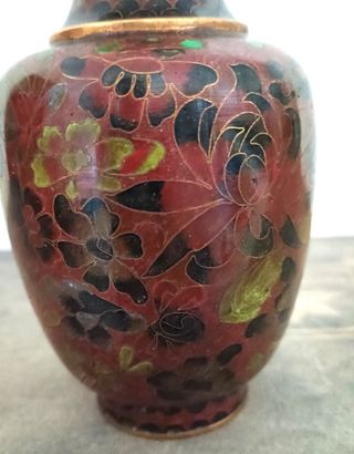 Jarrón chino de laton y esmalte