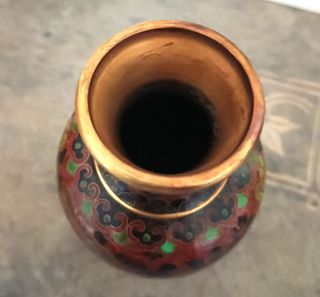 Jarrón chino de laton y esmalte