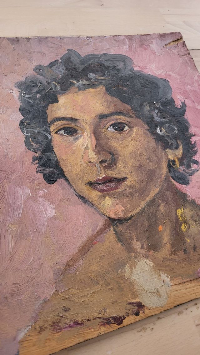 Pintura antigua doble cara