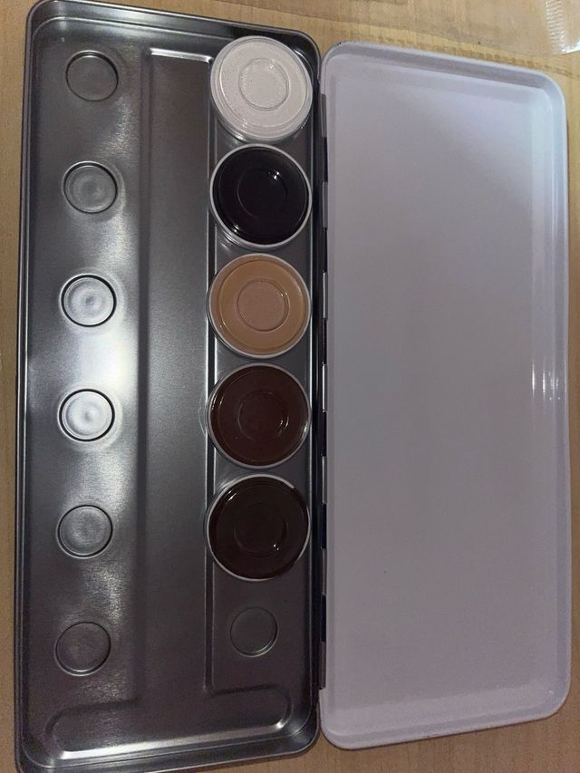 Paleta supracolor y pinceles maquillaje graso