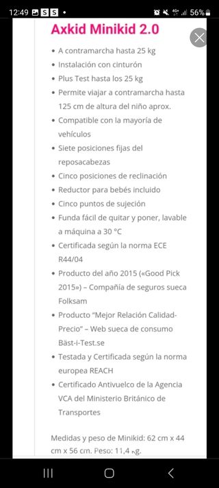 Silla a contramarcha axkid minikid