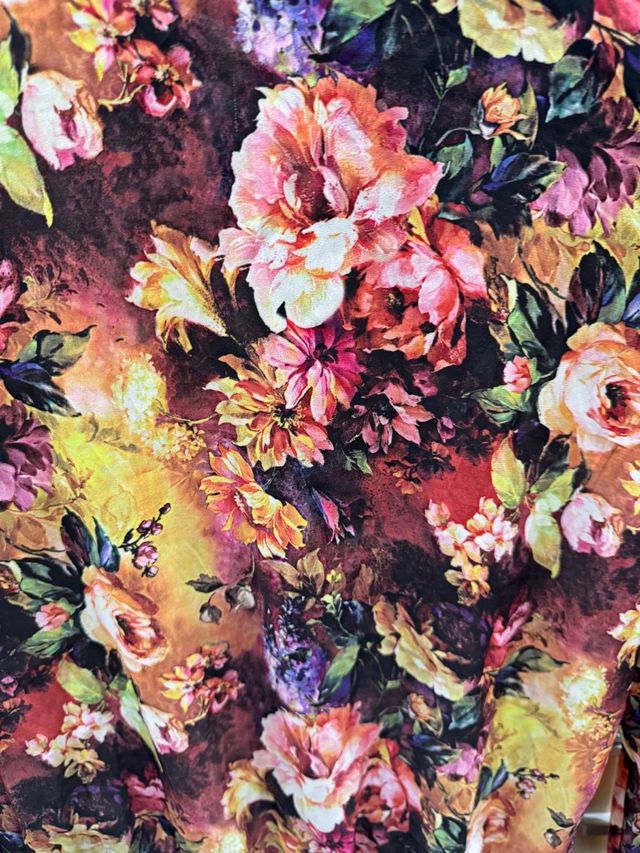 Chaquetilla lienzo flores talla S