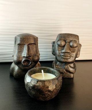 Duo statue Moai + porta candela