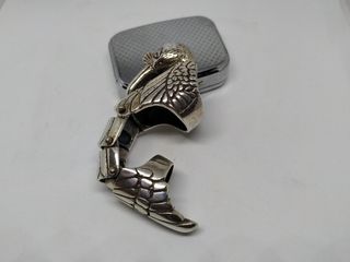 Anillo Acodado Plata Cabeza Pajaro