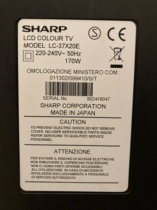Sharp TV 37 pulgadas 94 cm FullHD 1920x1080