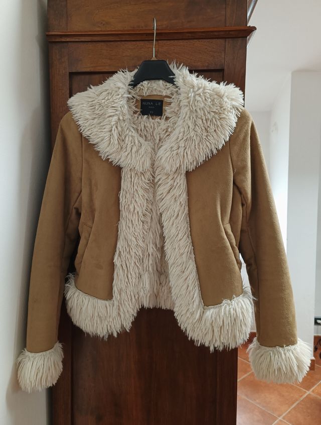 Giacca aperta ecopelle ed ecopelliccia 