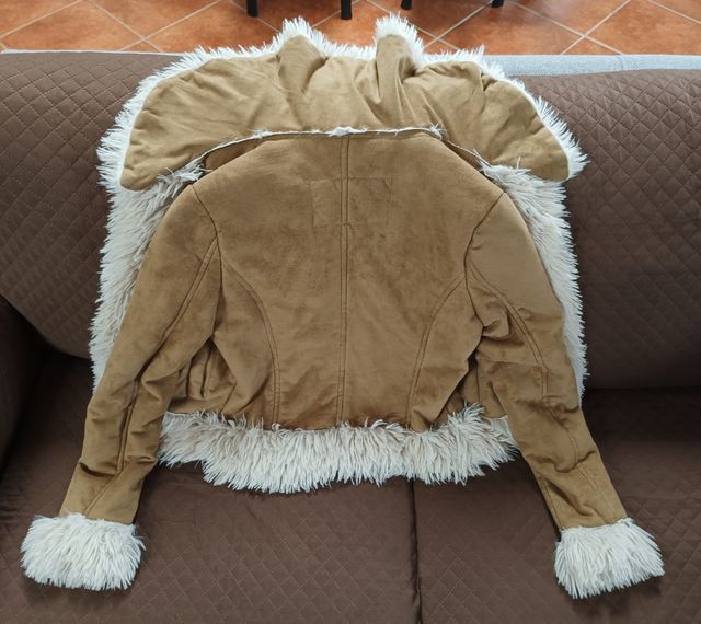 Giacca aperta ecopelle ed ecopelliccia 