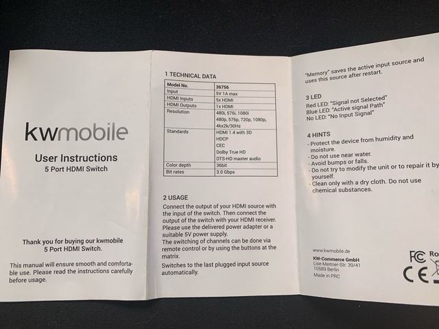 Switch HDMI 4k 5 puertos